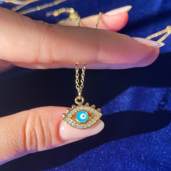*New* 18K Gold Plated Evil Eye Cubic Zirconia Pendant Necklace Fine Jewelry 🧿 - Picture 10 of 11